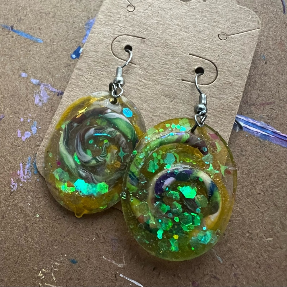 Yellow Swirl Earrings
